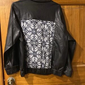 Faux  Leather Jacket with Paisley Design on back